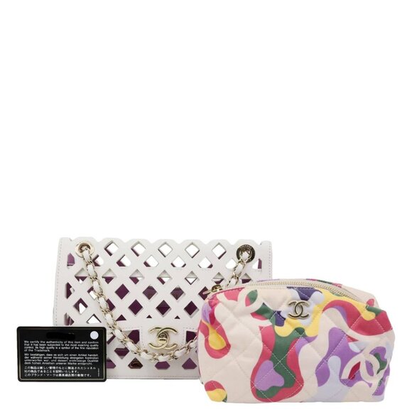 Chanel  See Through Flap Small Lambskin Leather Shoulder Bag White - Picture 3 of 14